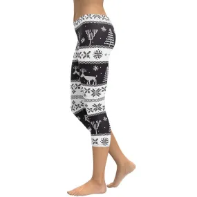 Vintage Black & White Christmas Capris