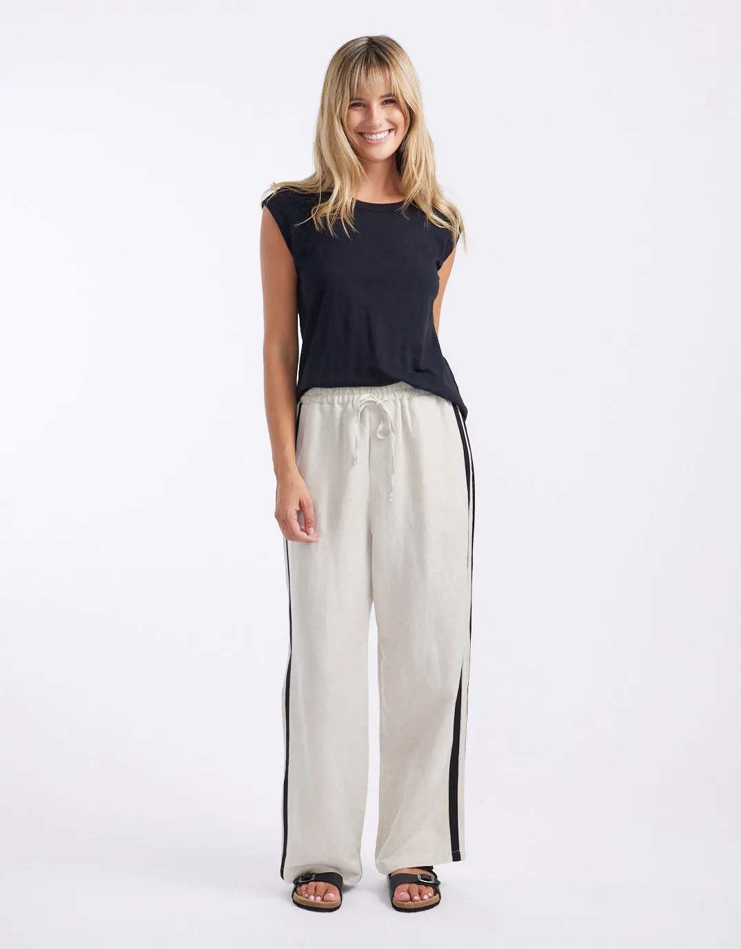 Violet Linen Blend Pants - Natural