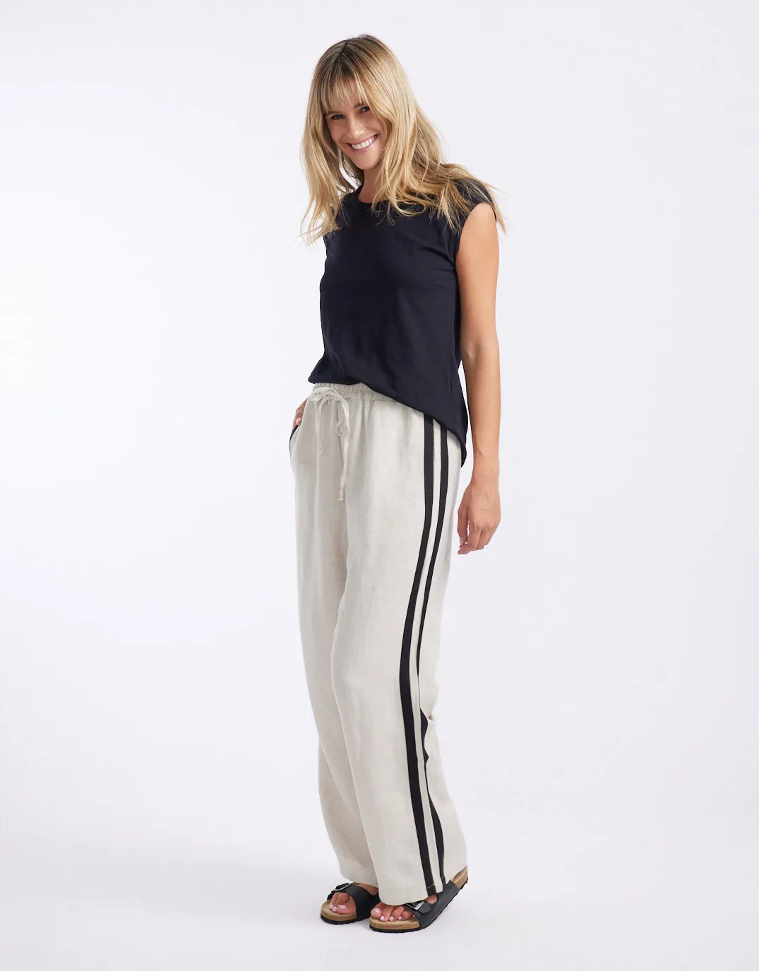 Violet Linen Blend Pants - Natural