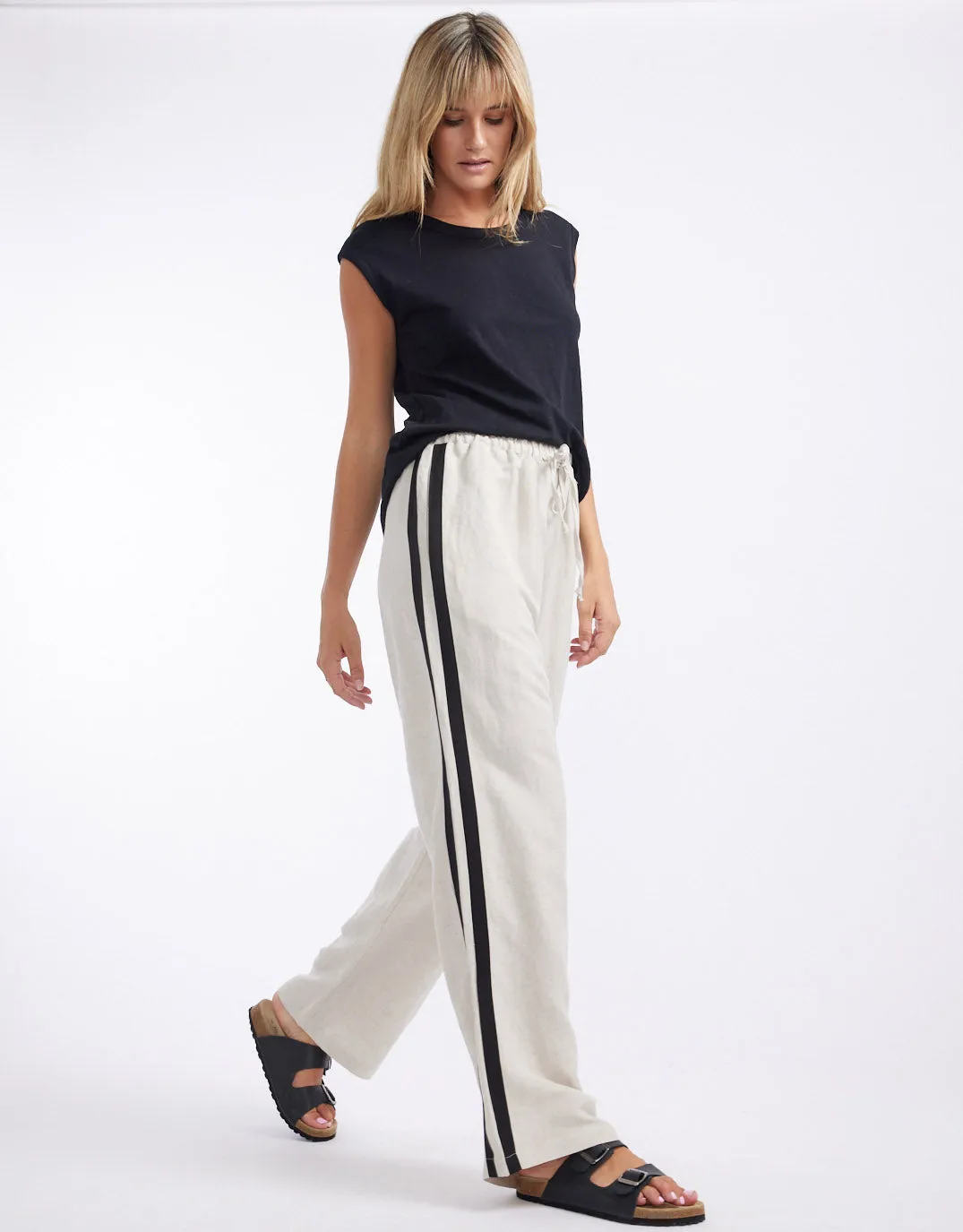 Violet Linen Blend Pants - Natural