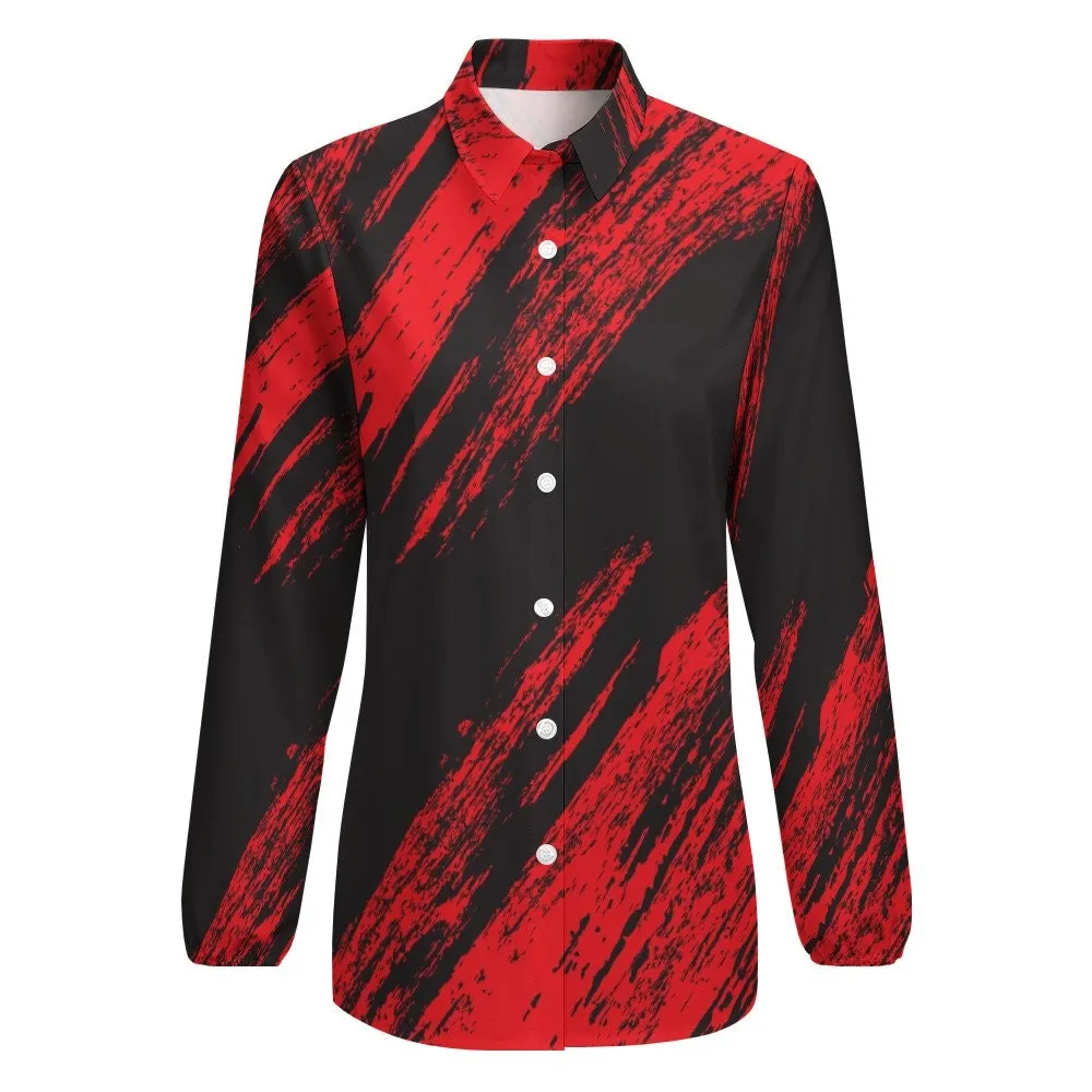 Women's Blouses, Women's Tops, Women's Tops Long Sleeve, Women's Shirts, Black Red Shirt Women, Women's Black Shirt, Edgy Shirt Women