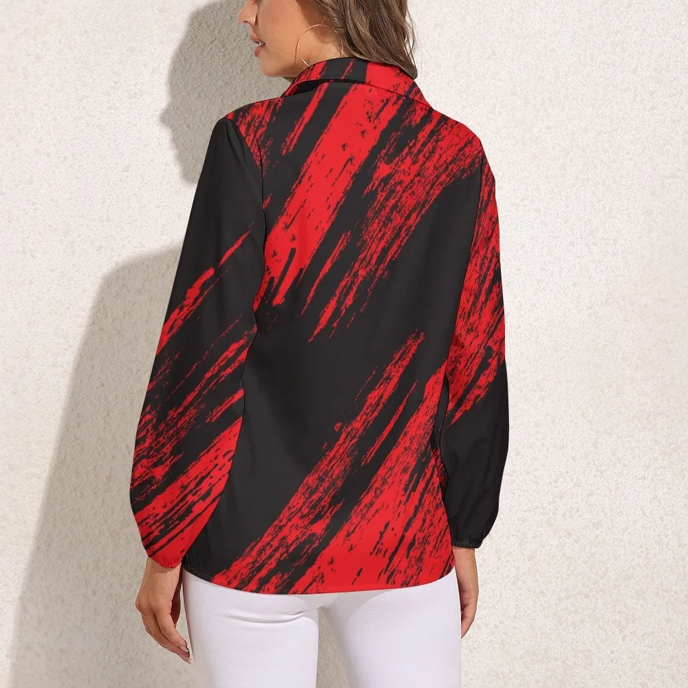 Women's Blouses, Women's Tops, Women's Tops Long Sleeve, Women's Shirts, Black Red Shirt Women, Women's Black Shirt, Edgy Shirt Women