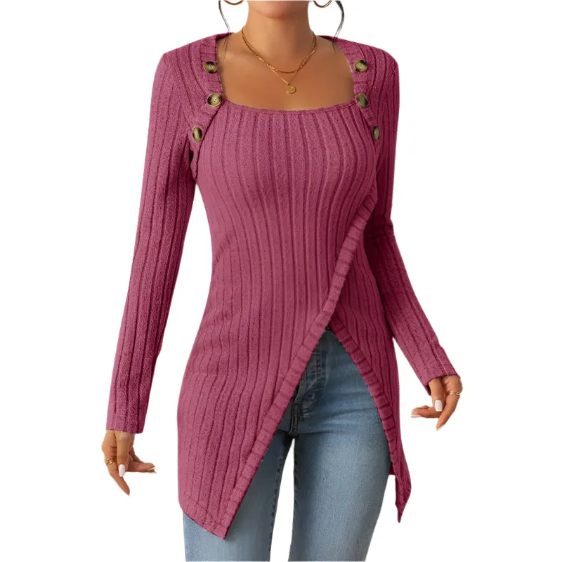 Women's Comfortable Side Slit Long Sweater