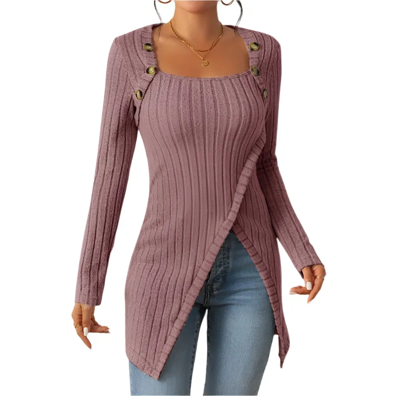 Women's Comfortable Side Slit Long Sweater