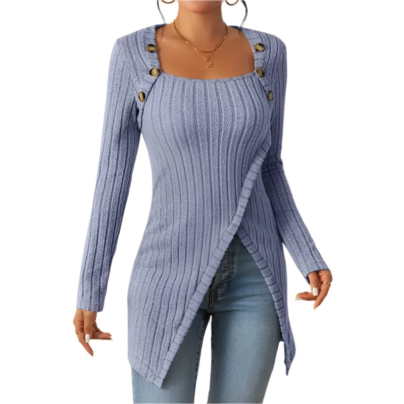 Women's Comfortable Side Slit Long Sweater