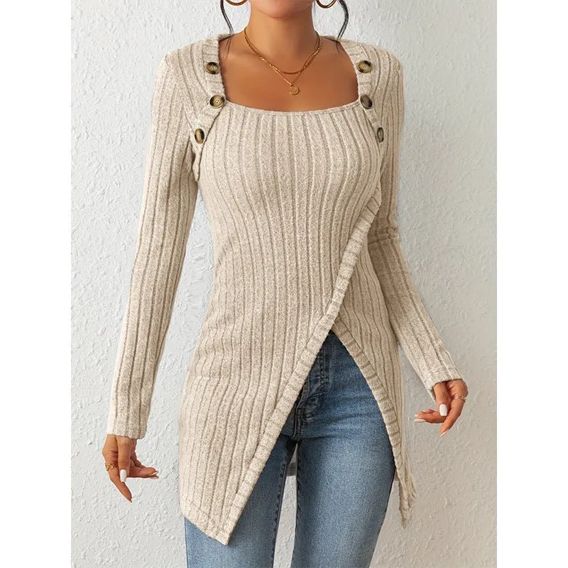 Women's Comfortable Side Slit Long Sweater