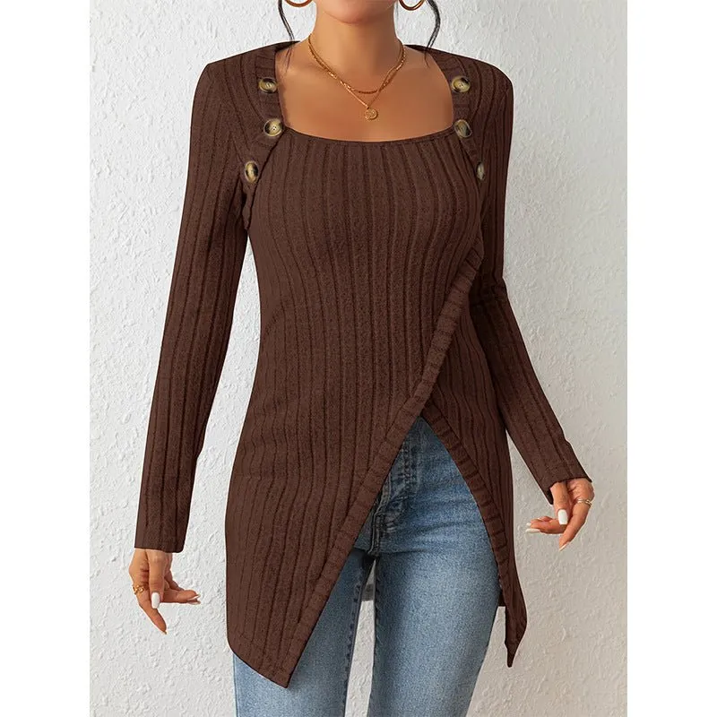 Women's Comfortable Side Slit Long Sweater