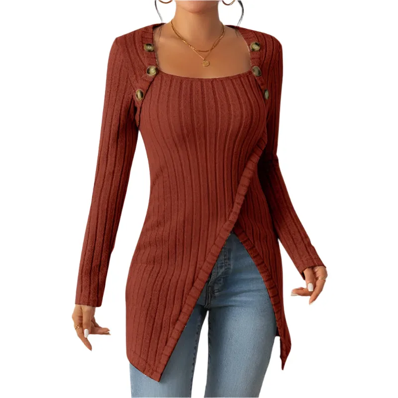 Women's Comfortable Side Slit Long Sweater