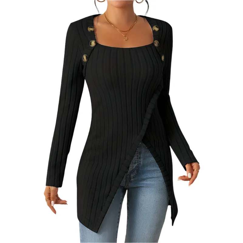 Women's Comfortable Side Slit Long Sweater