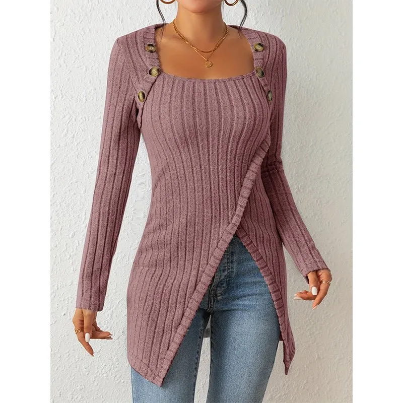 Women's Comfortable Side Slit Long Sweater