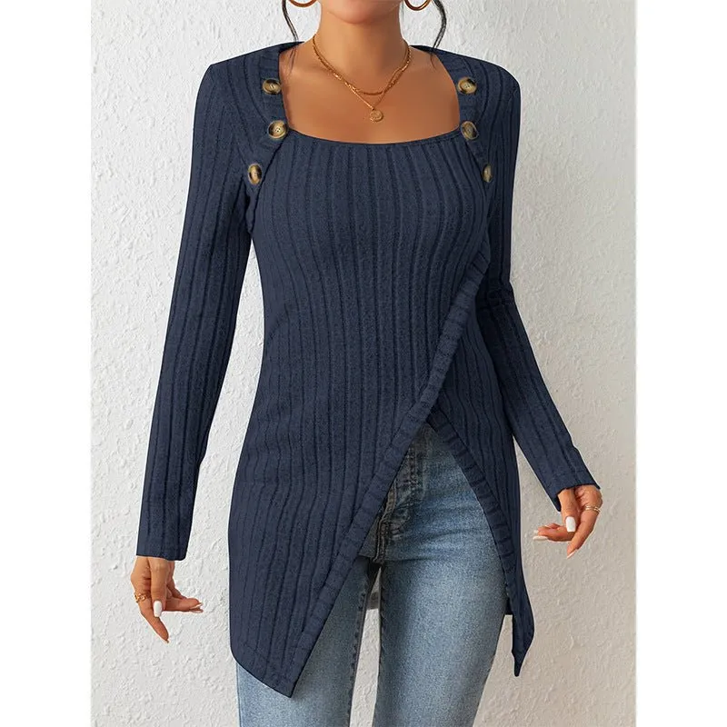 Women's Comfortable Side Slit Long Sweater