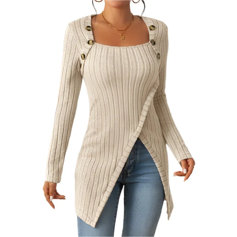 Women's Comfortable Side Slit Long Sweater