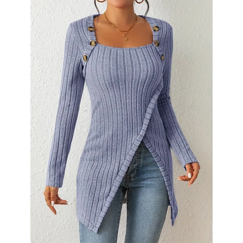 Women's Comfortable Side Slit Long Sweater