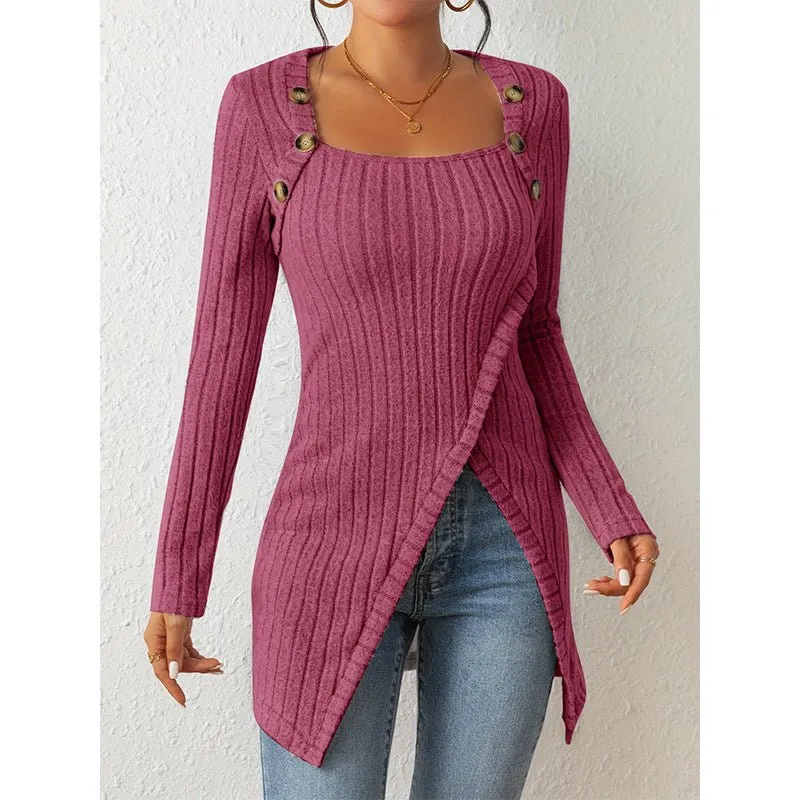 Women's Comfortable Side Slit Long Sweater