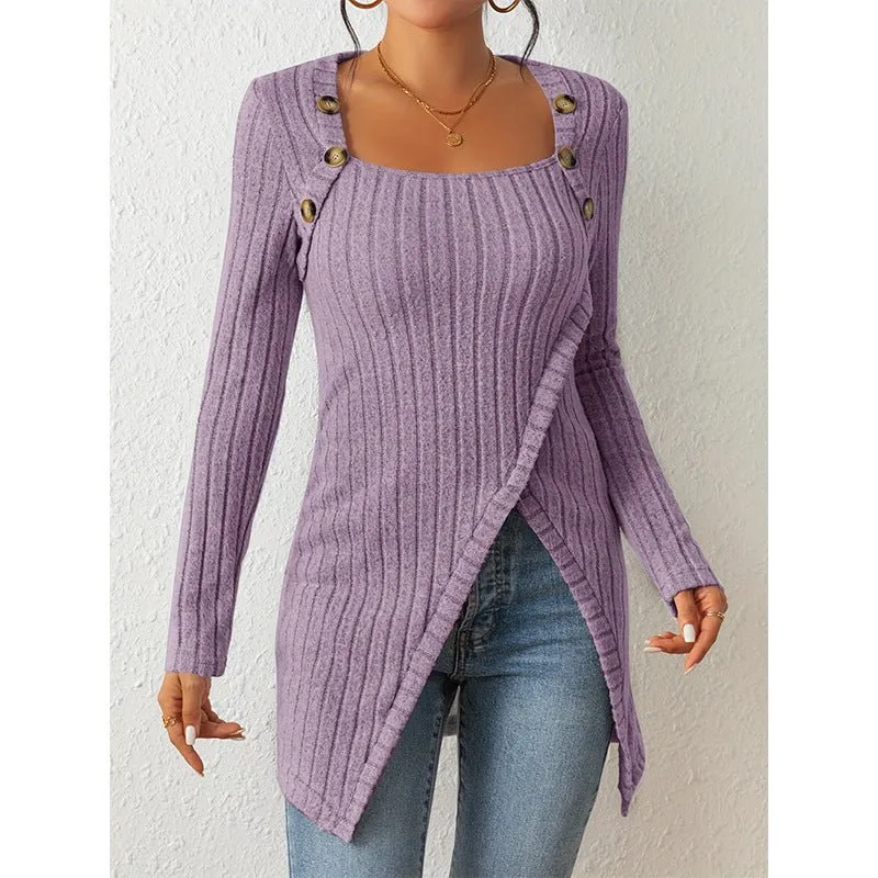 Women's Comfortable Side Slit Long Sweater