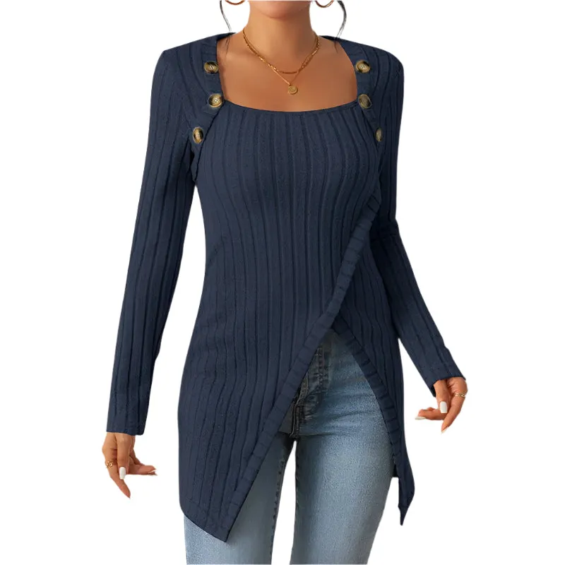 Women's Comfortable Side Slit Long Sweater