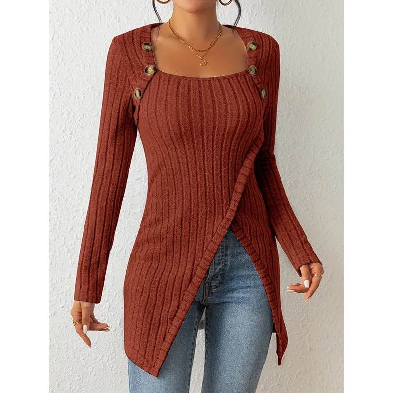 Women's Comfortable Side Slit Long Sweater