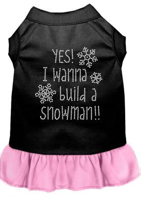 Yes! I Want To Build A Snowman Rhinestone Dog Dress Black With Light Pink Xxl (18)